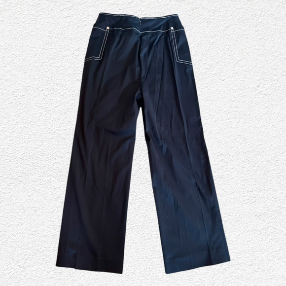 Escada Navy Blue High Rise Tuxedo Flare Dress Pants Stretch Sz 40 - Picture 3 of 10